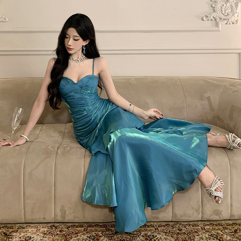 Womens Spaghetti-strap Mermaid Dress