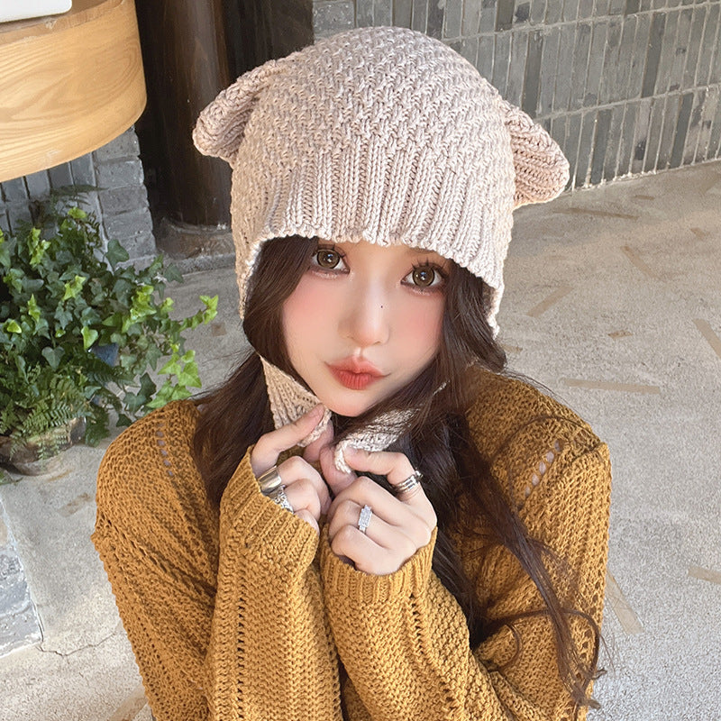 Women's Autumn And Winter Cute Earflaps Woolen Cap