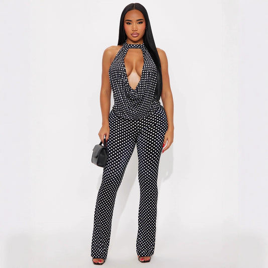 Women's Spot Print Chest-wrapped Hanging Suit