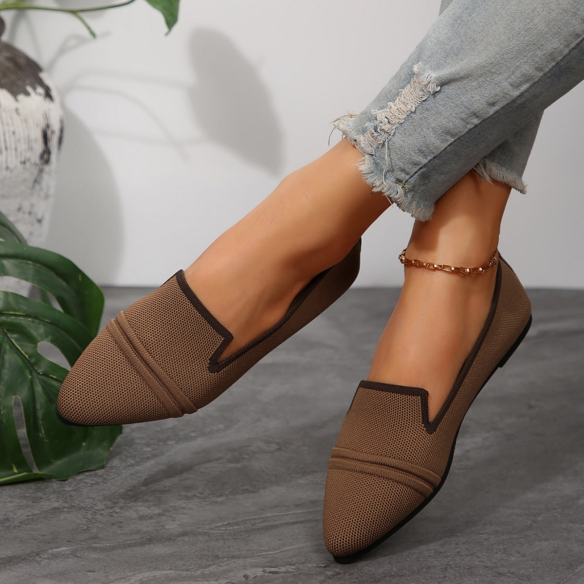 Large Size Flats Female Pointed-toe Fashion Leisure Slip On Pumps