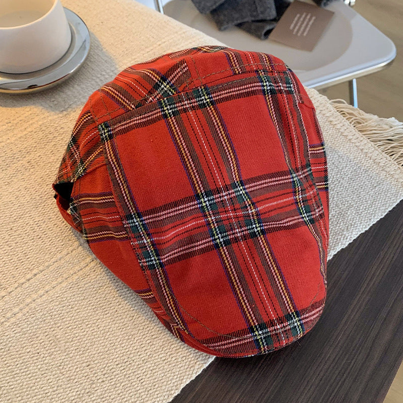 Dopamine Retro Plaid Advance Hats Women's Spring And Autumn