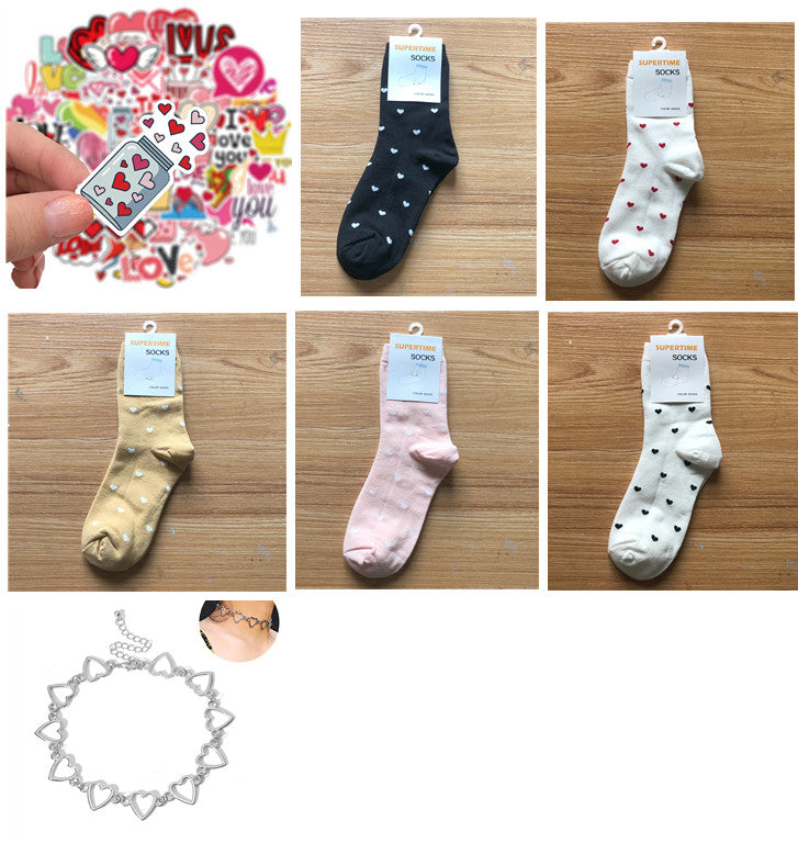 College Style Small Love Cotton Socks