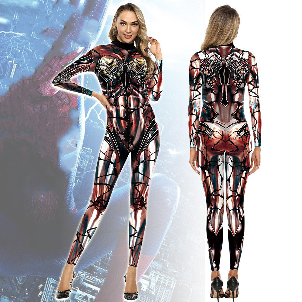 New Spider 3D Digital Printing Long Sleeve Jumpsuit