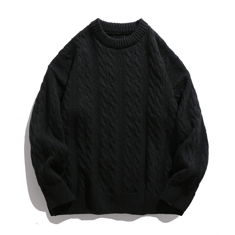Rundhalset Løs Snoet Sweater til Herre – Par