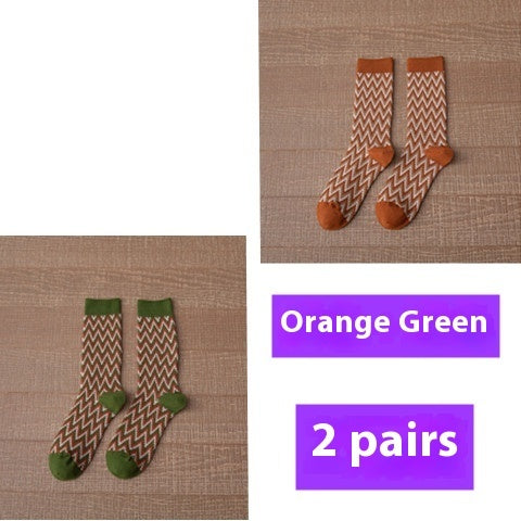 Dame Midt Rør Strømper Efterår Og Vinter Bomuld Japansk-stil Retro
