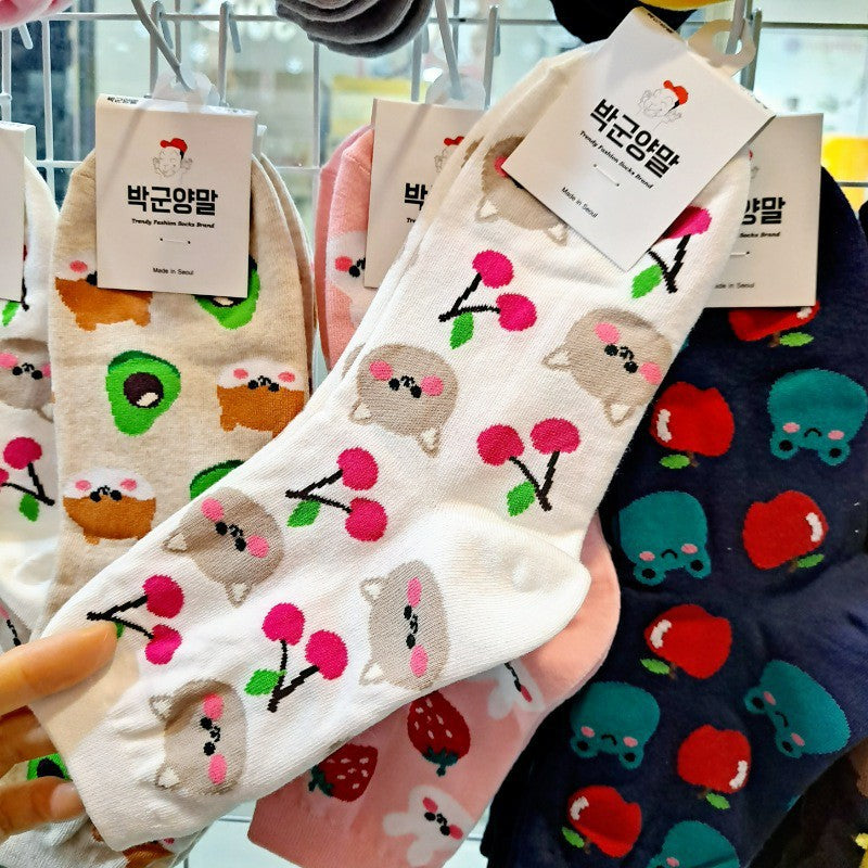 Medium Socks Little Bear Avocado Girls