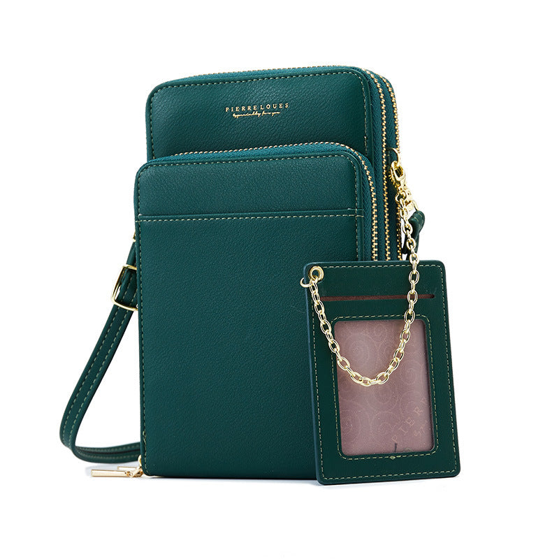 Three Zipper Mobile Phone Simple Plain Color Ladies Shoulder Bag