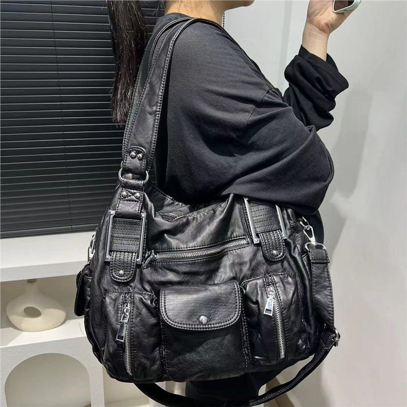 Women's Fashion Vintage Lychee Pattern Tote Messenger Bag