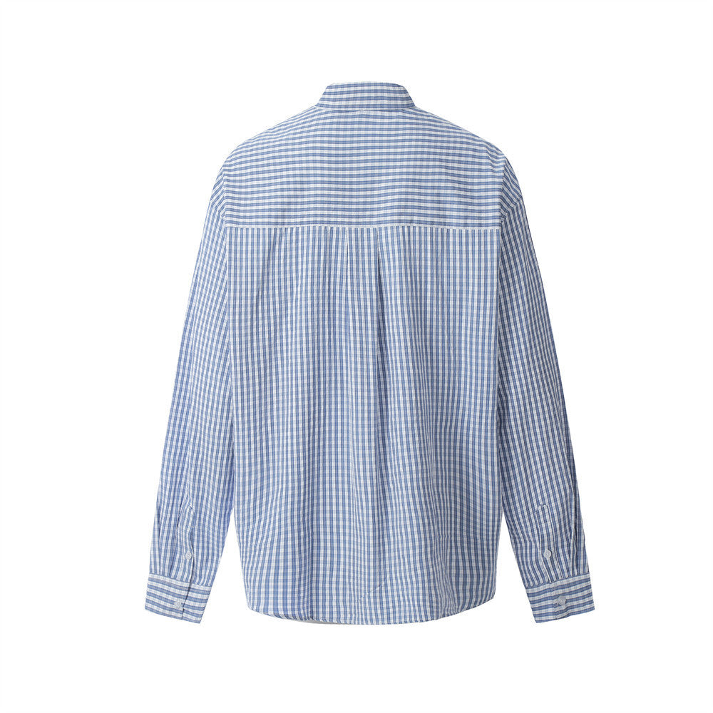 Men's Spring And Autumn Japanese Style Simple Plaid Long-sleeved Shirt