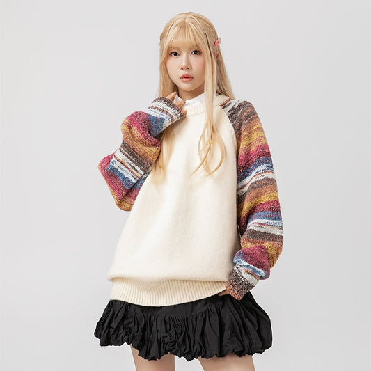 Lazy Round Neck Loose Knitted Top For Couples