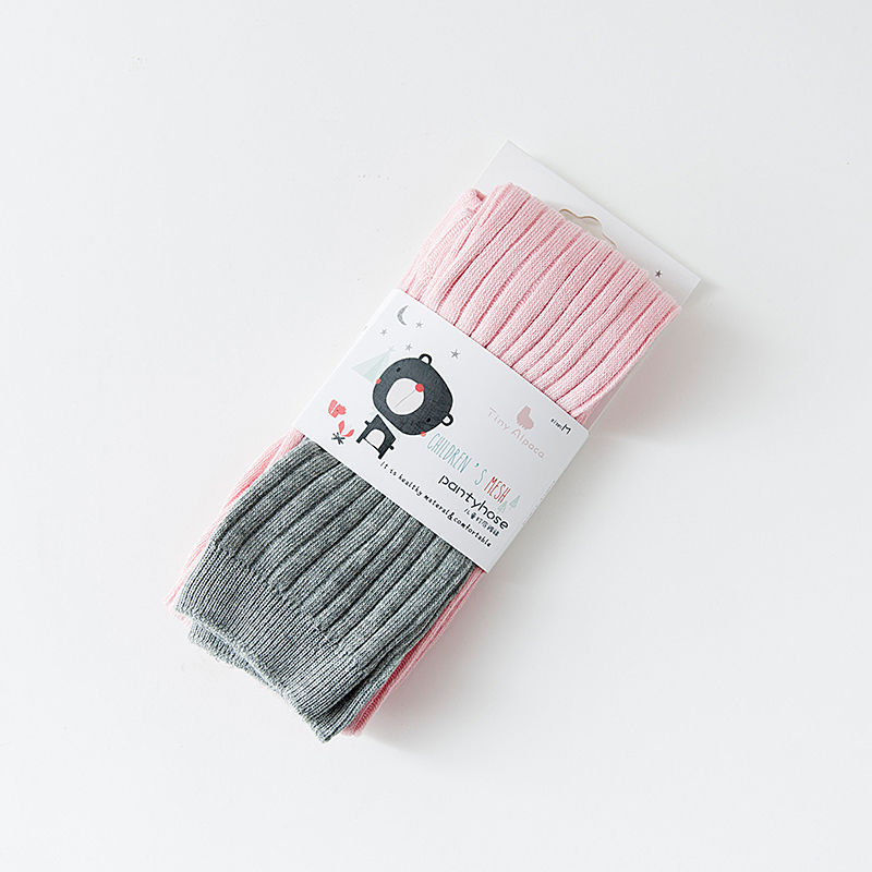 Children's Stitching Knit Socks Cropped Trousers Vertical Strips
