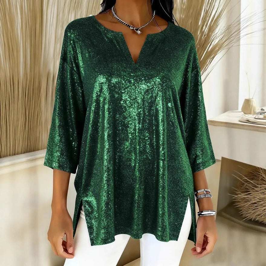 Independent Site Women's Shiny Christmas Long Sleeve Top