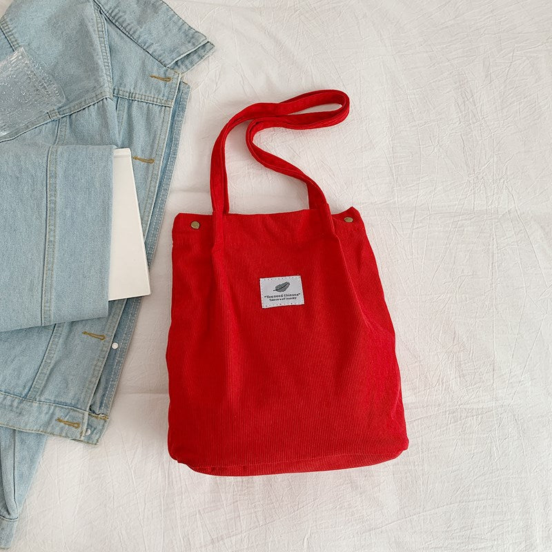 Artistic Corduroy Single-shoulder Bucket Bag