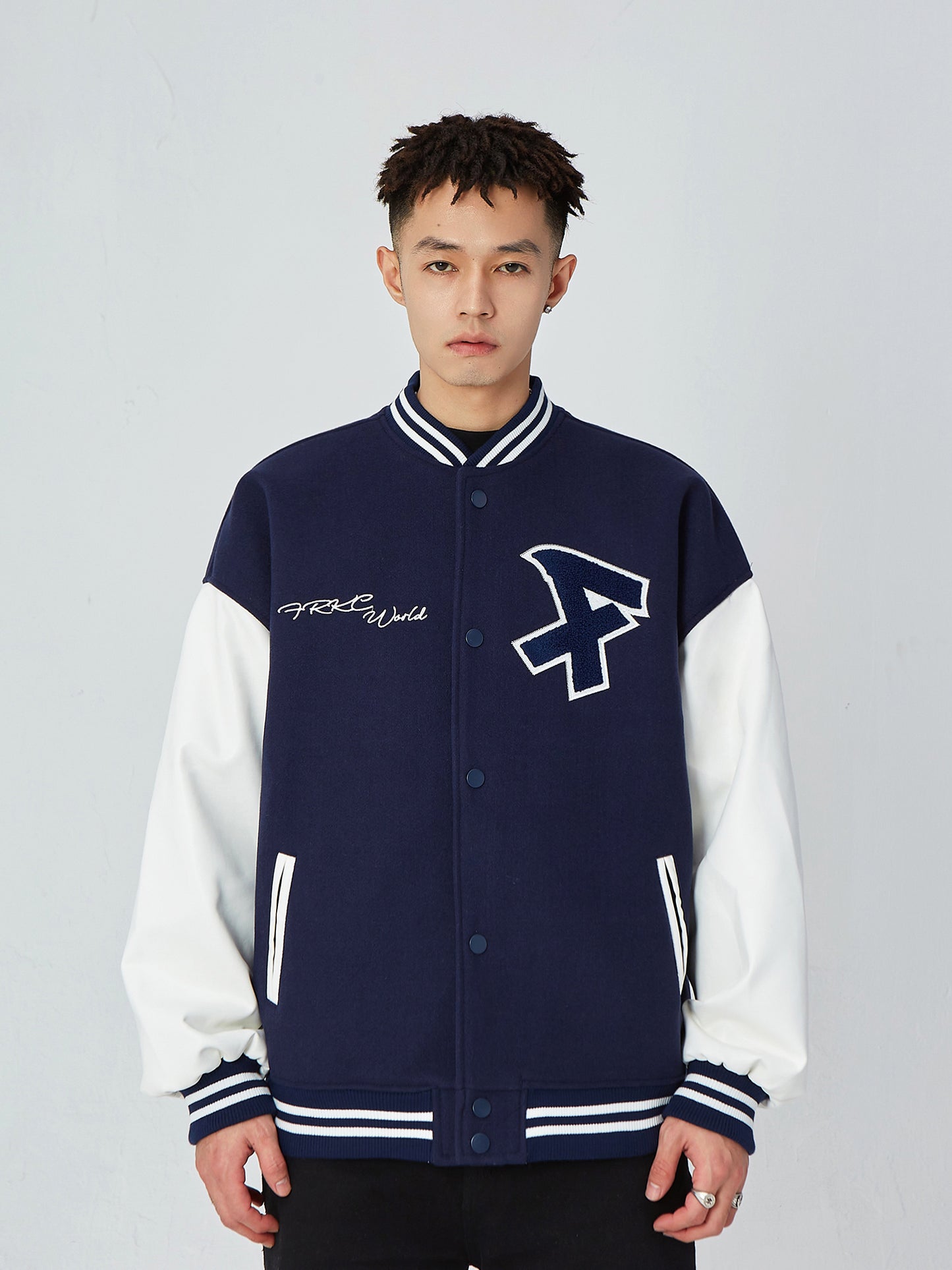 American Retro Alphabet Embroidered Baseball Uniform Coat