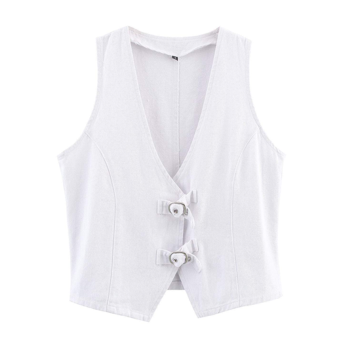 Snap-button Denim Vest Sleeveless Top For Women