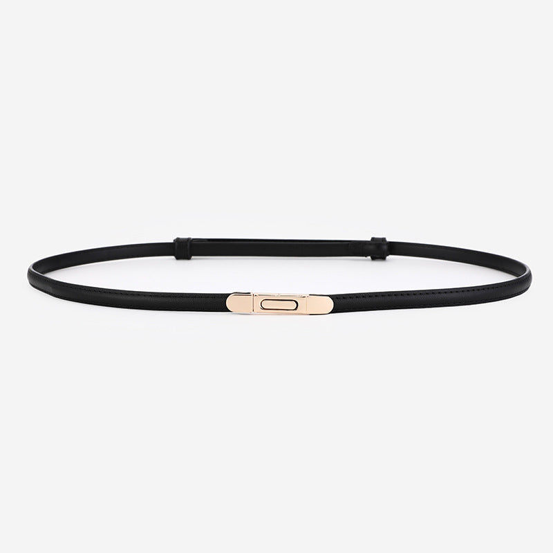 Women's Thin Genuine Leather Dress Simple Suit Coat Waist Belt