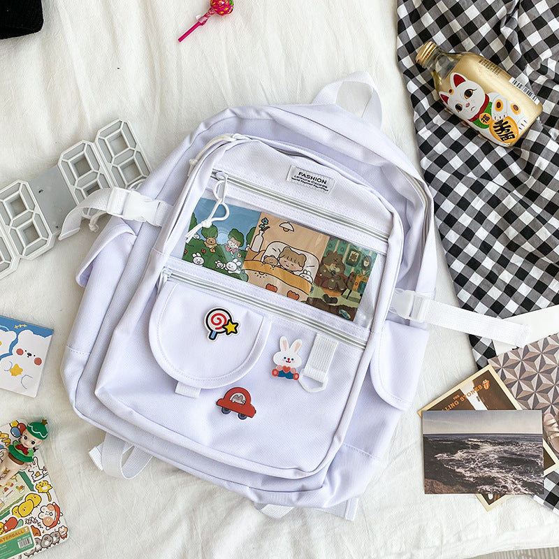Backpack Bag For School Girls Waterproof Nylon Transparent Shoulder Travel Bag