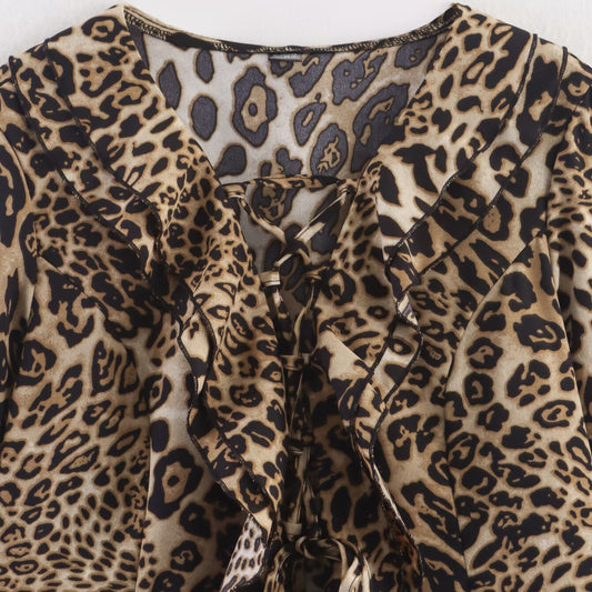 V-neck Fitted Waist Spicy Girl-style Blouse Top