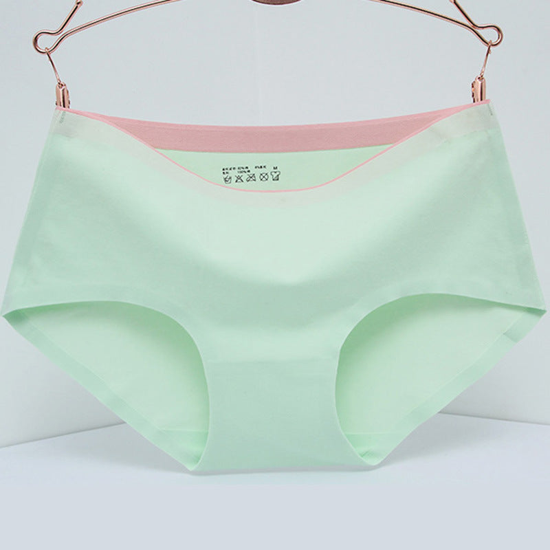 Pure Cotton Underwear Girls' Mid-waist Solid Color Antibacterial Breathable Sexy Hip Lifting Seamless Briefs
