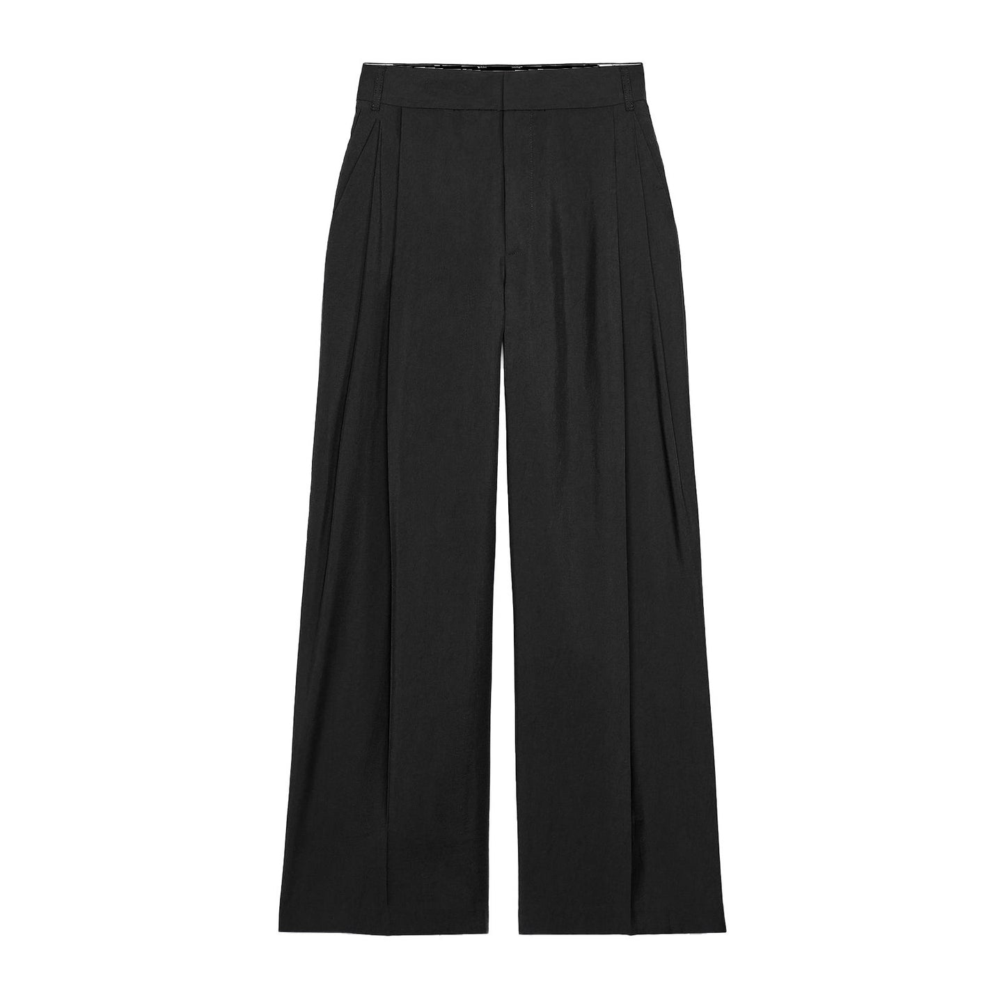 Fashionable Temperamental All-match Daily Flip Double Pleated Wide Leg Pants