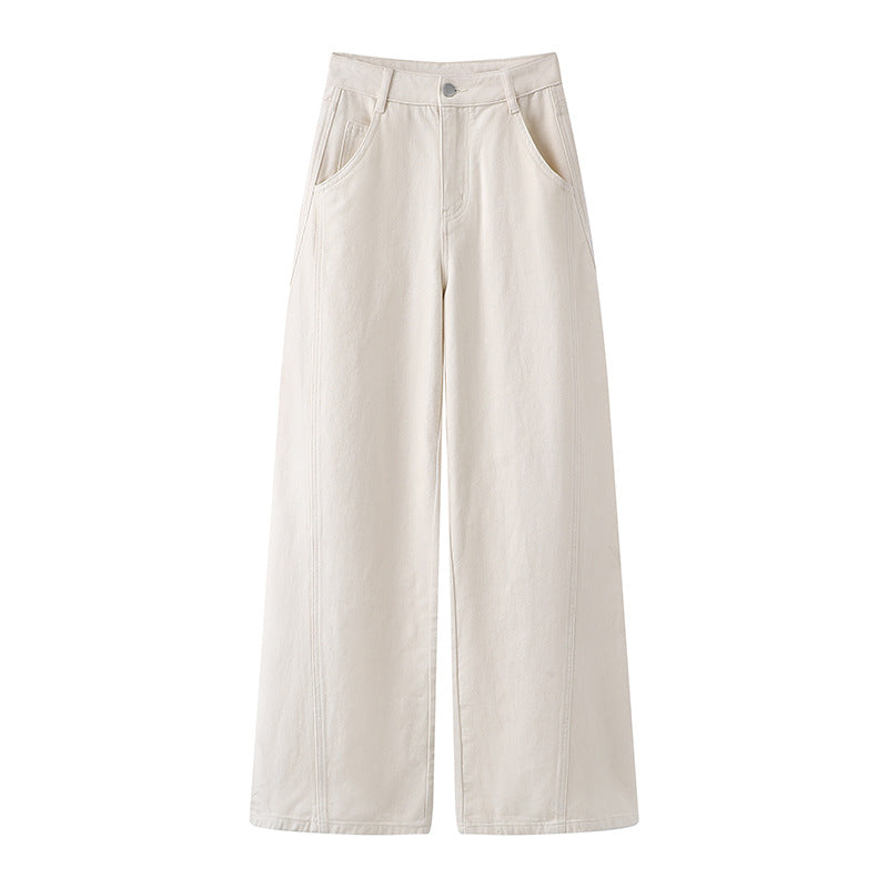 Spring And Autumn New High Waist Slimming And Straight Jeans For Women