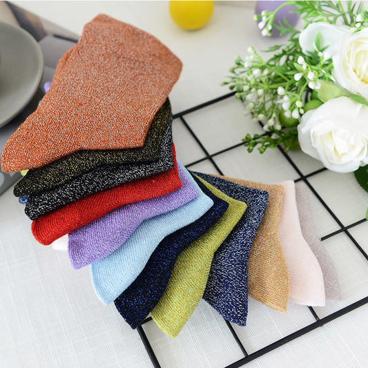 Women's Solid Color Thin Breathable Japanese Lurex Socks