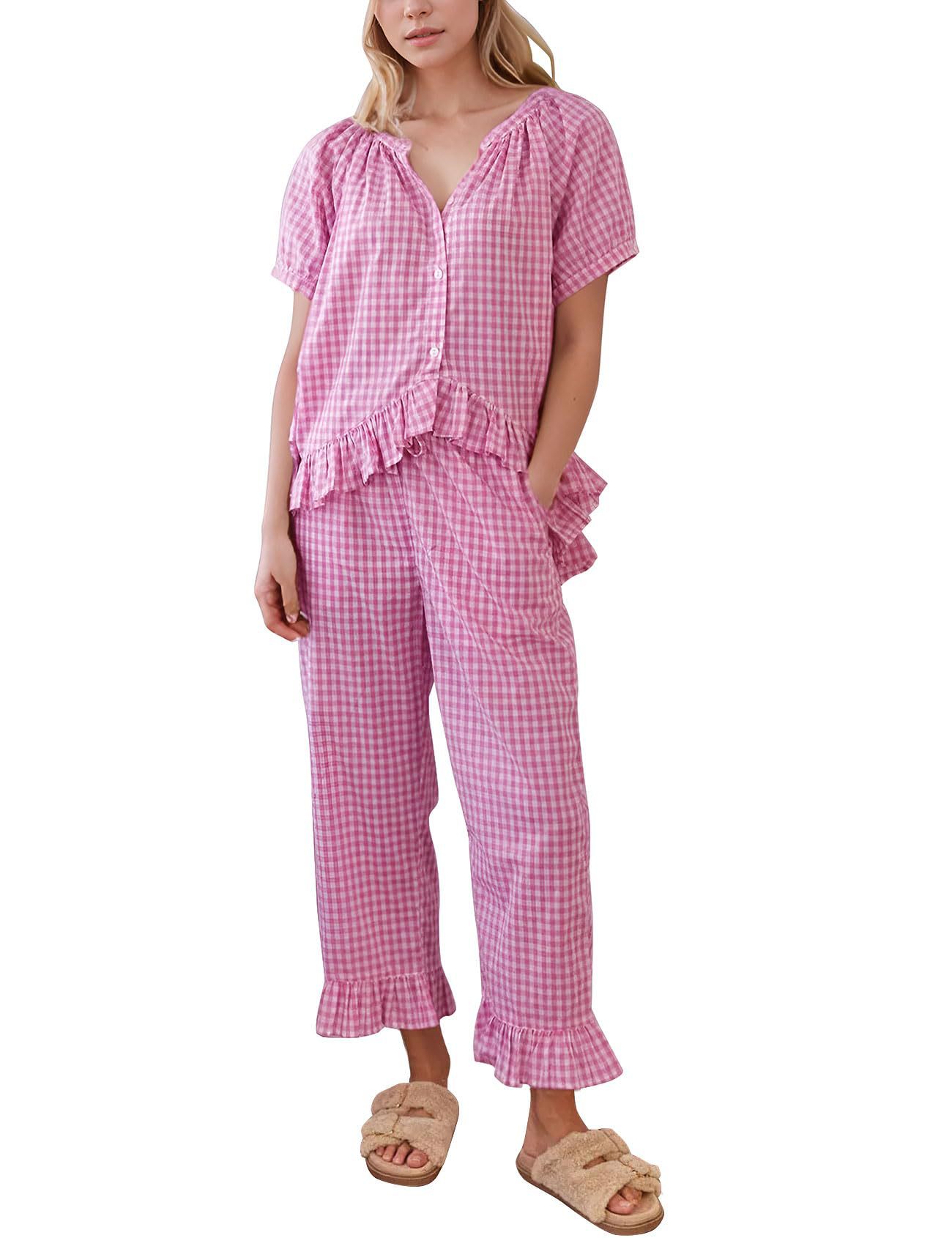 2-piece Set Short Sleeve Ruffled Top And Pants