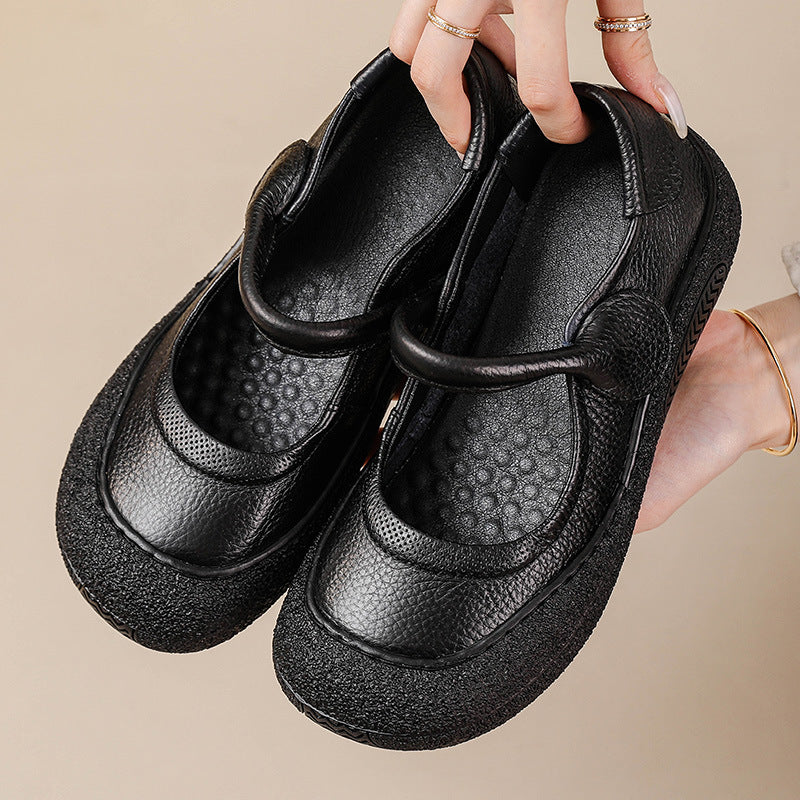 Womens Retro-style Flat Round-toe Soft-soled Shoes