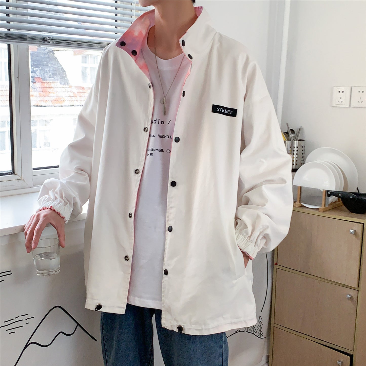 Both Sides Wear Bf Wind Tie-dye Jacket Jacket Baseball Uniform Autumn