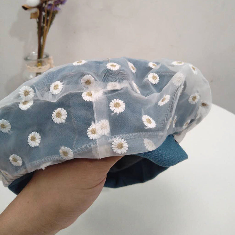 Hat Women Japanese Cute Daisy Mesh Beret