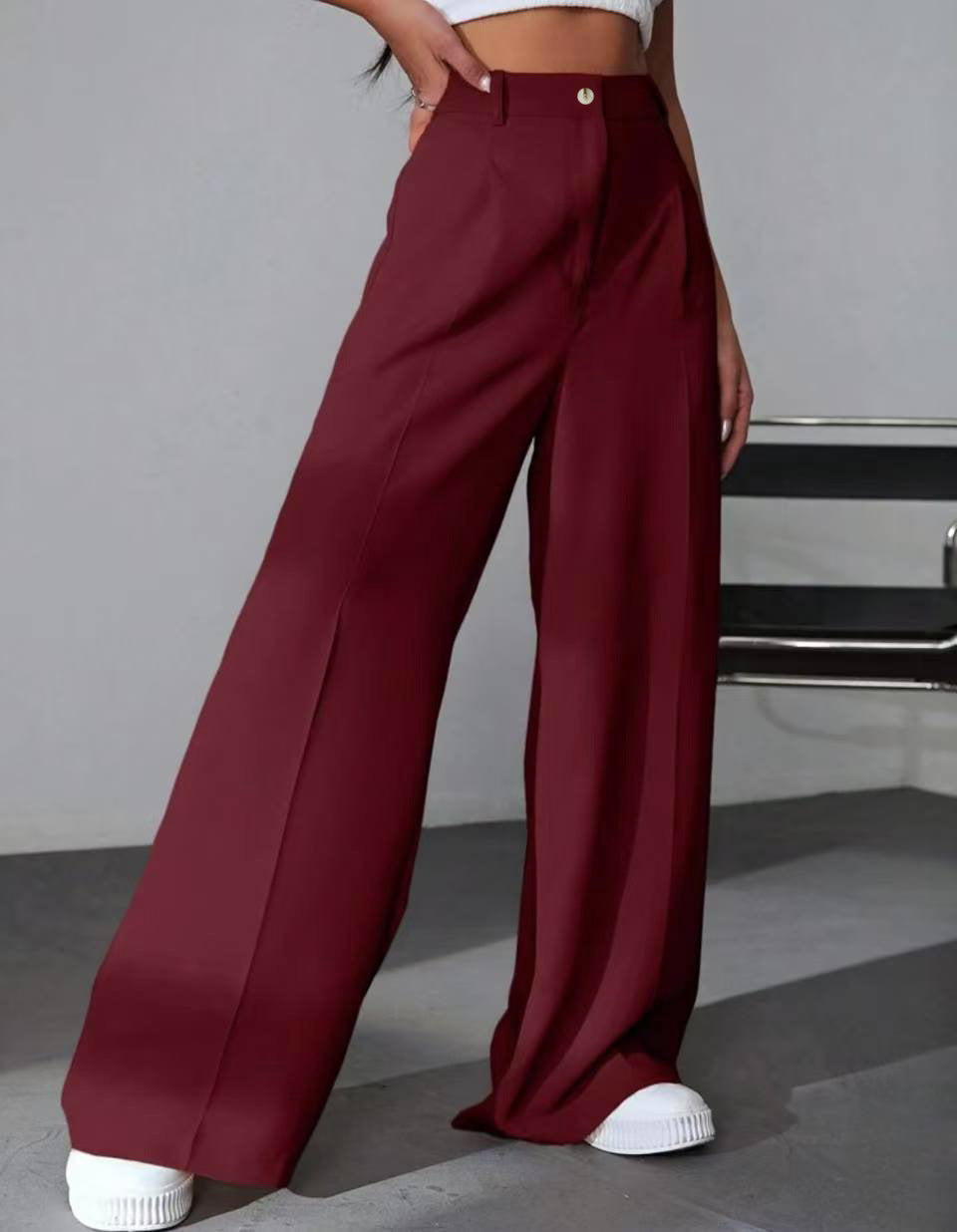European And American New Women's Trousers Solid Color Casual Straight Pants