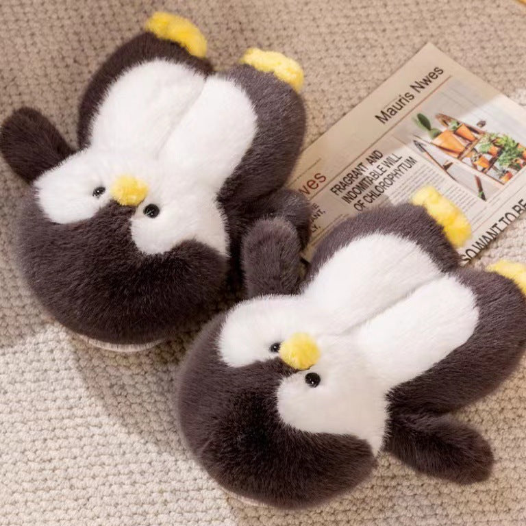 Multi-colors Cute Penguin Fur Slippers Women Girls Warm Animal Slipper Female Indoor House Shoes Casual Soft Woman Fur Flipflops