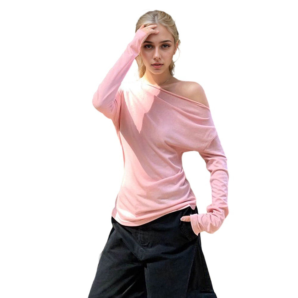 Off-the-shoulder Long-sleeved Top For A Slimming Inner Wear