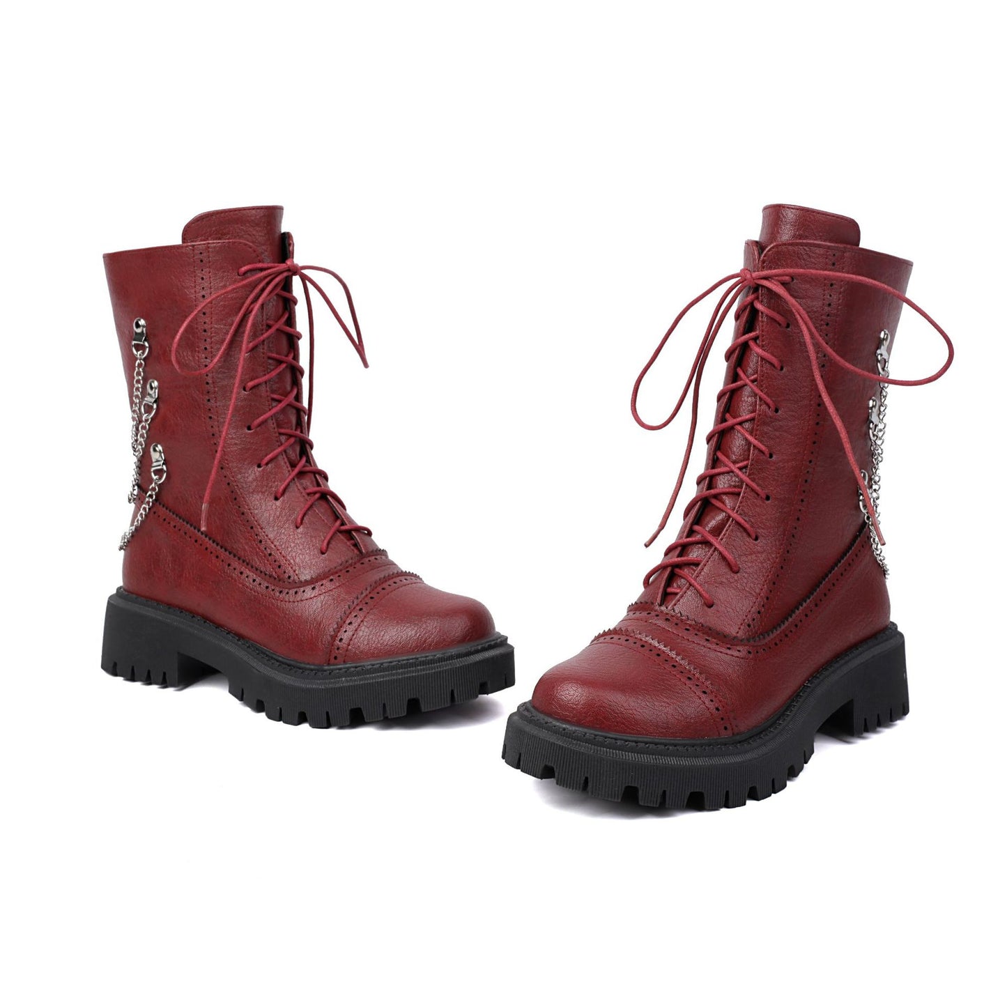 Large-size Womens Chunky-heeled Mid-calf Dr Martens Boots For Fall And Winter