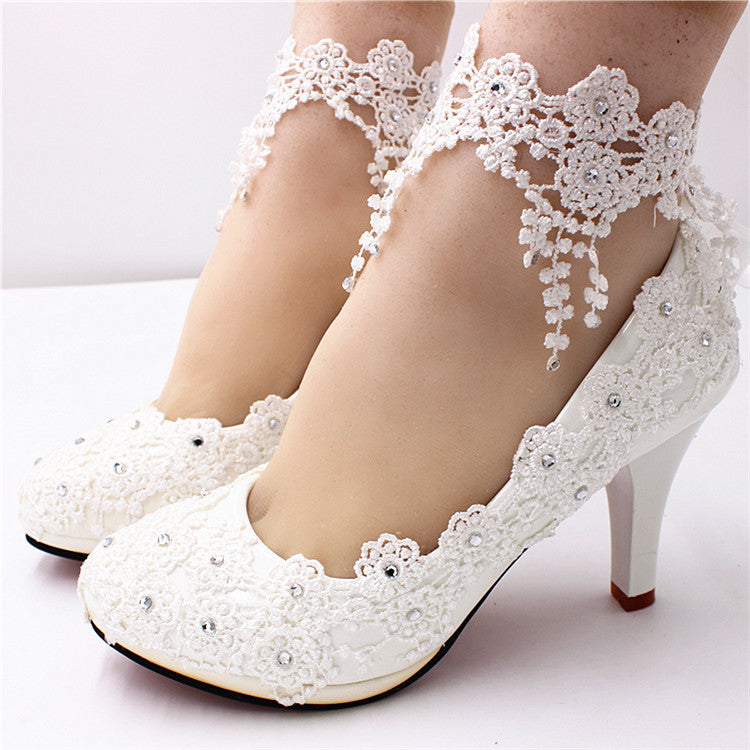 White Oversized High Heeled Women's Shoes