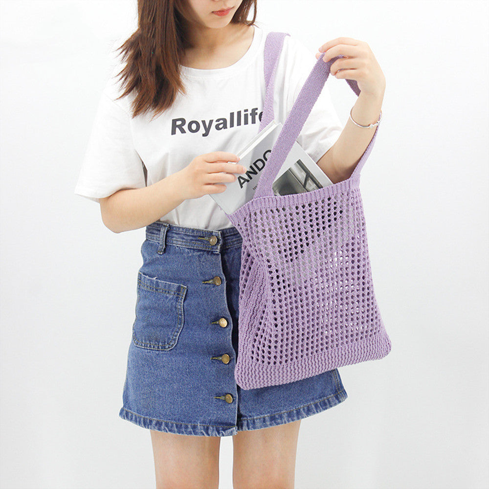 Hollow Out Niche Design Knitted Bag One Shoulder