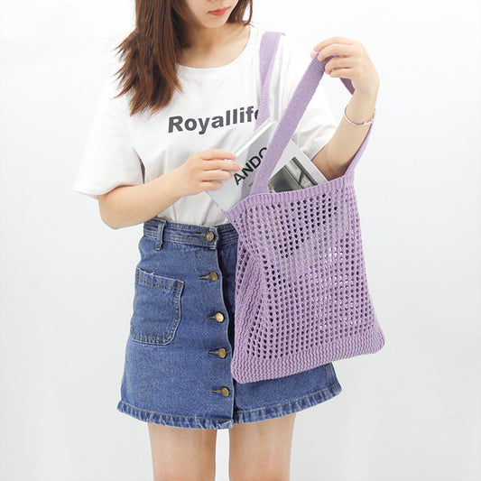 Hollow Out Niche Design Knitted Bag One Shoulder