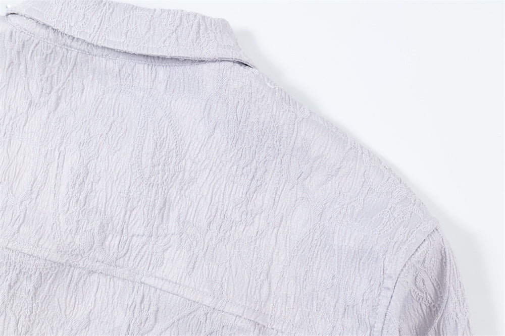 Design Pleated Texture Long Sleeve Shirt