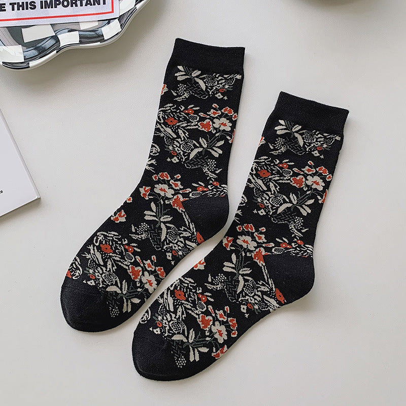 Black Women's Tube Socks Pure Cotton