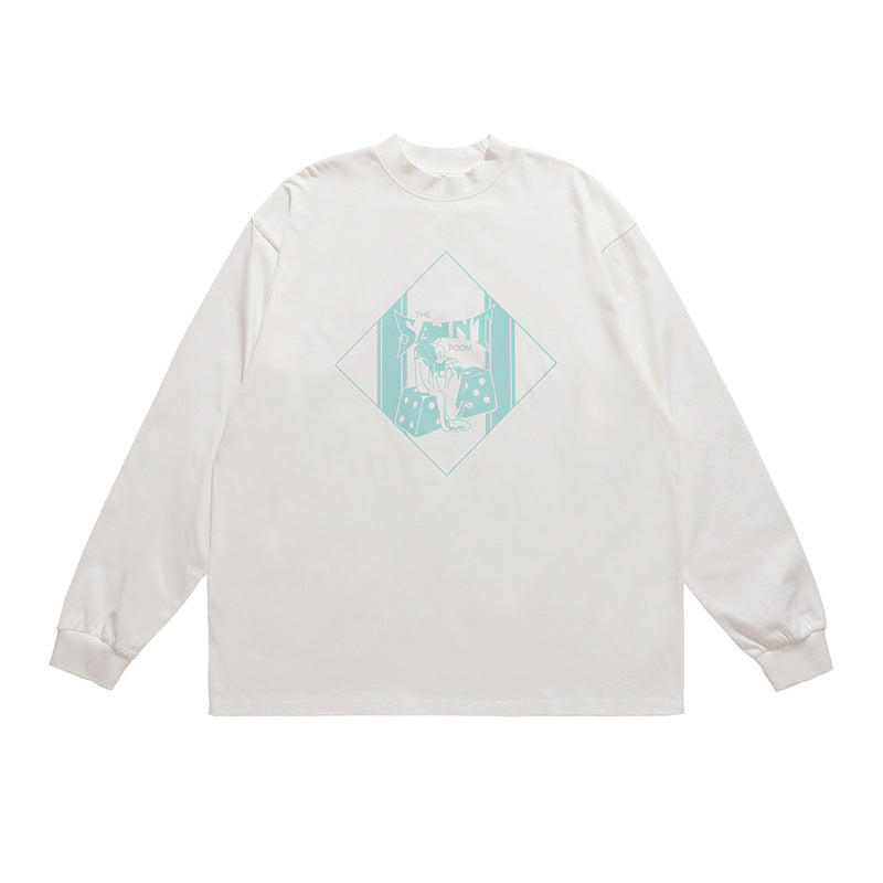 American High Street Hip Hop Printed Long Sleeve T-Shirt Men