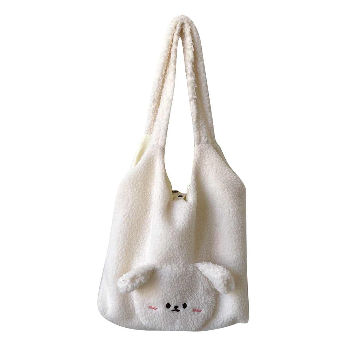 Autumn And Winter Plush Three-dimensional Big Face Bear Lamb Wool Shoulder Bag