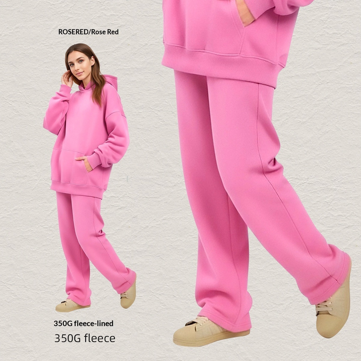 Men's Hooded Sweatshirt Fleece-lined Loose Sweatshirt Set