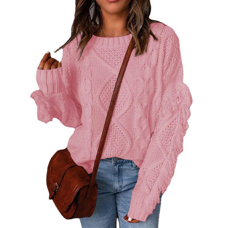 Fashion Pullover Round Neck Knitted Sweater For Women