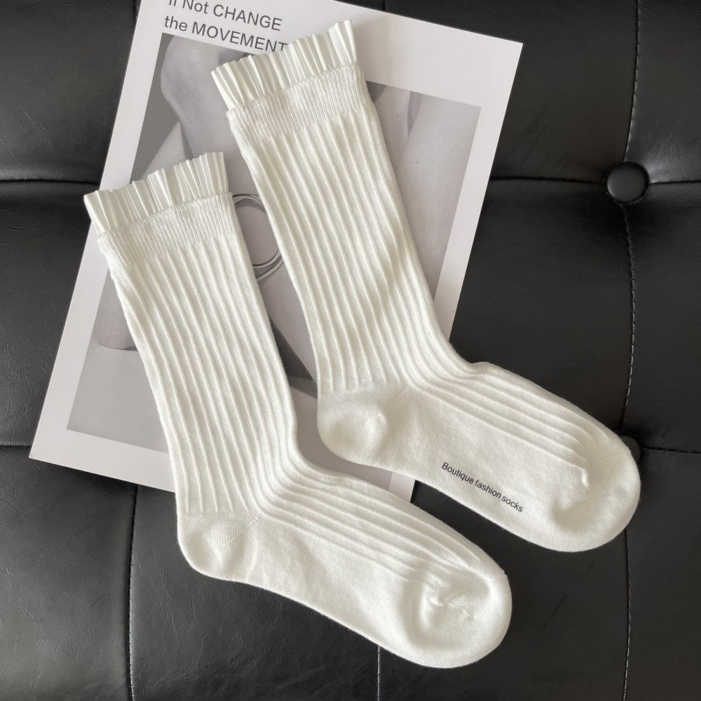 Mid-tube Japanese Miyake Style Autumn Pile Socks