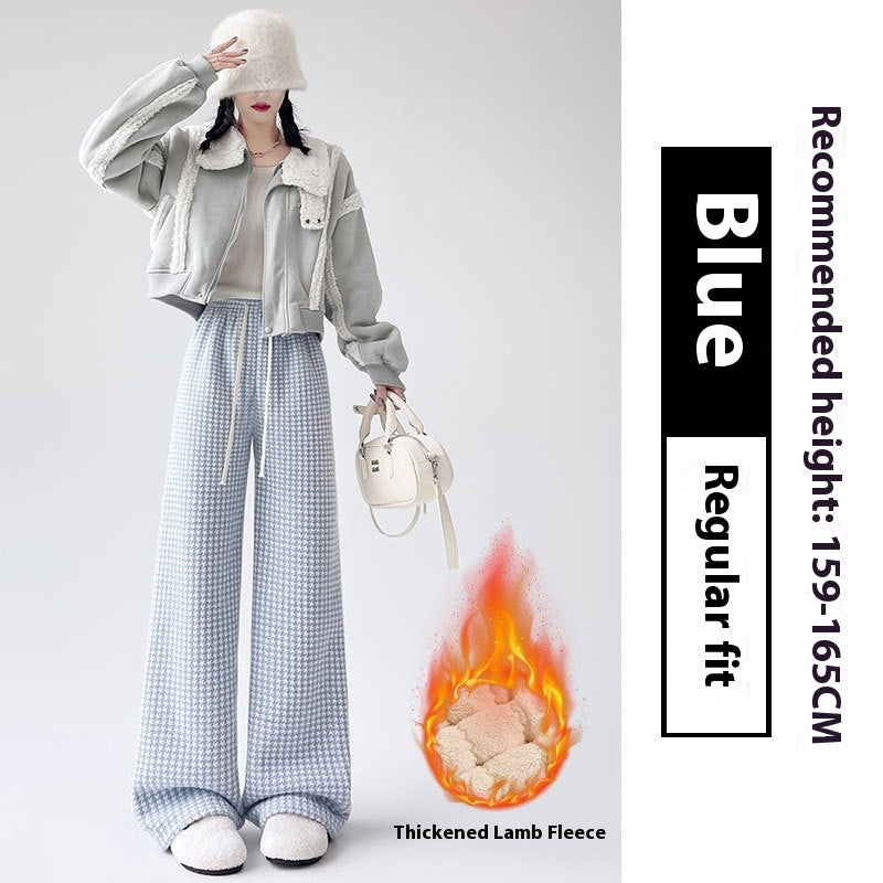 Slankende Lammuld Houndstooth Casual Vidde Bukser