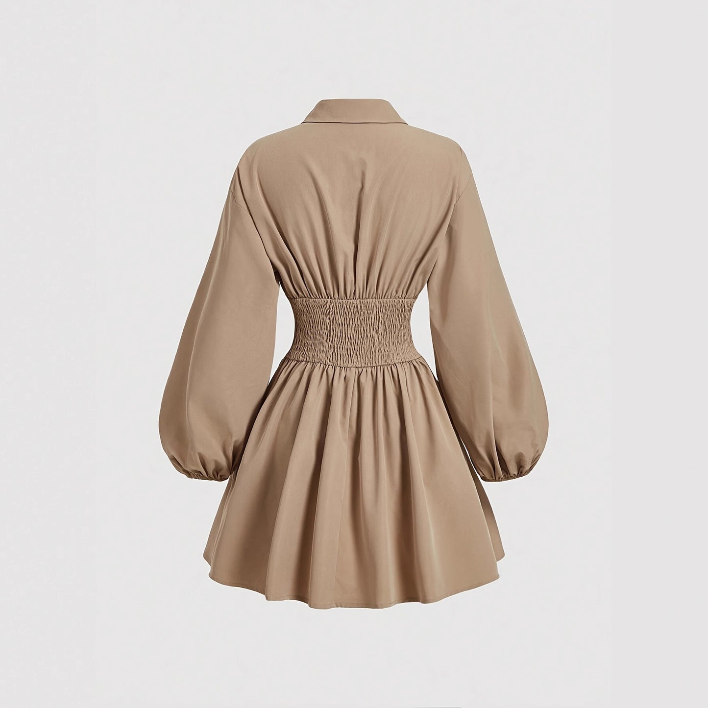 Sexy Lapel Blouse And A Fitted Bubble-sleeved Dress