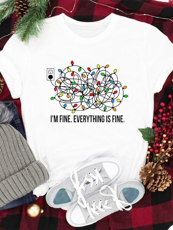 White With Printed Pattern Women's T-shirt