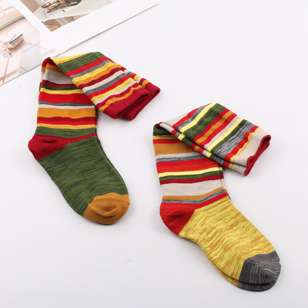 Popular New Halloween Colorful Striped Stockings For Women
