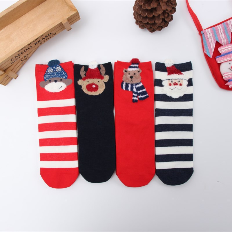 Autumn And Winter Cotton Christmas Colorful Red Socks
