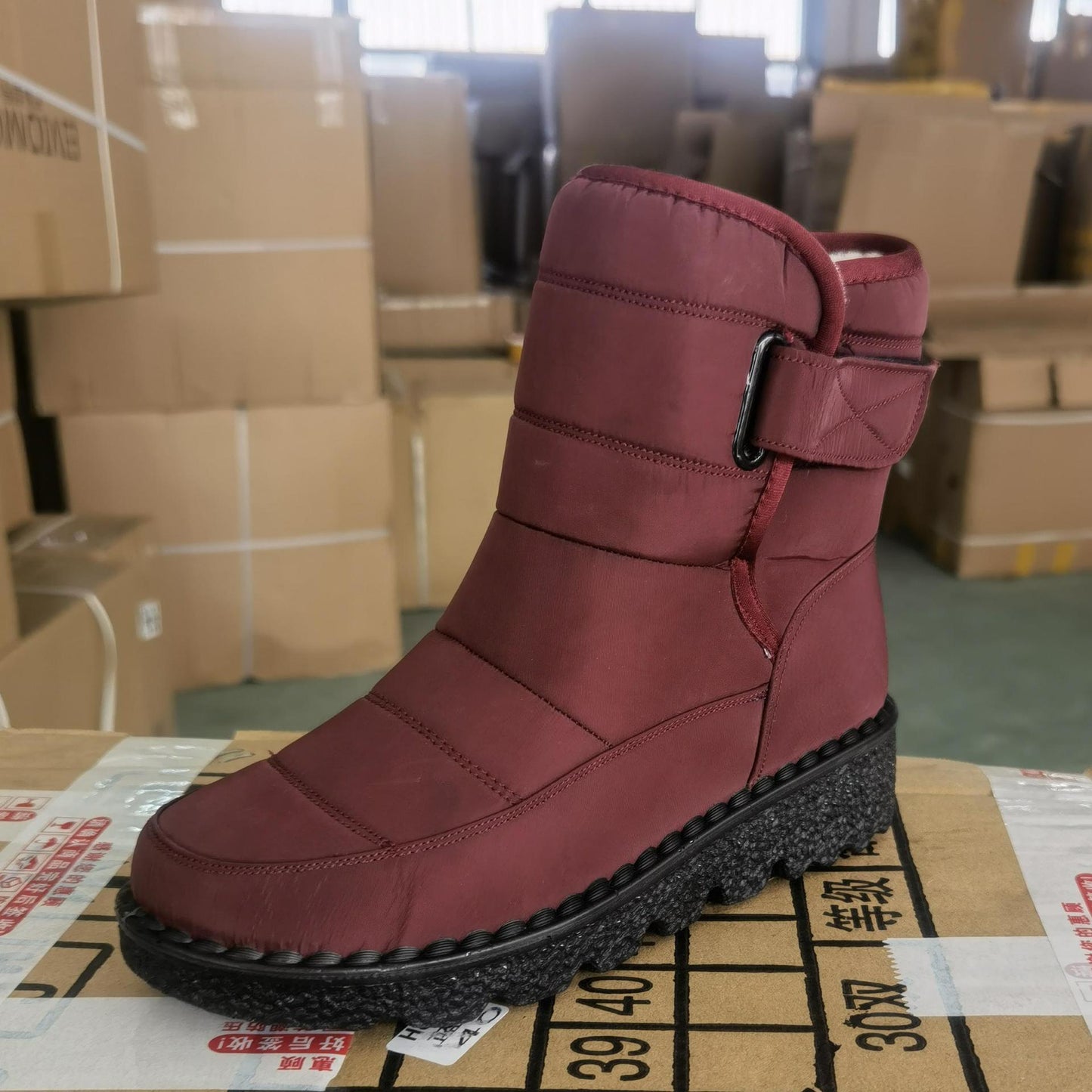 Velcro Waterproof Cotton Shoes Mid-tube Casual Women's Boots